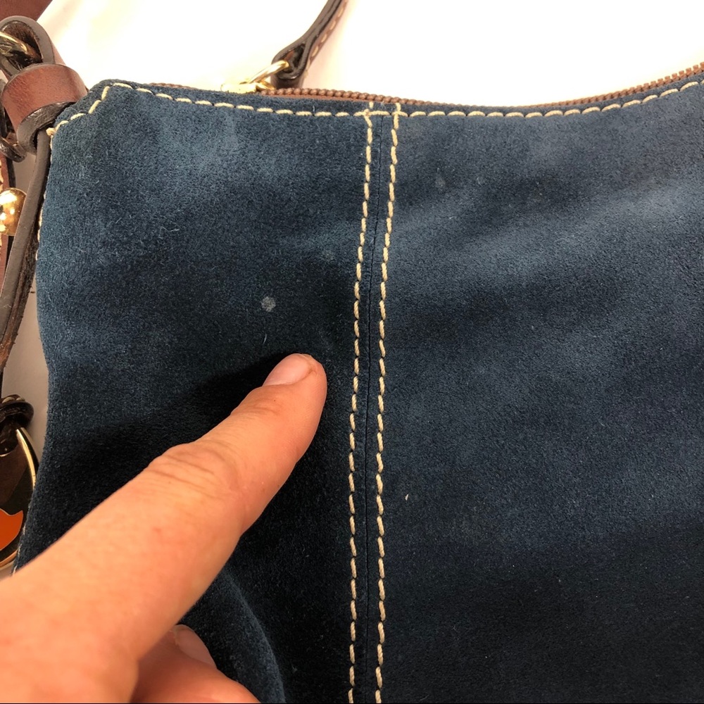 Dooney & Bourke blue suede hobo purse bag leather - Picture 5 of 7